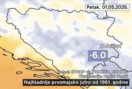 Prvomajsko jutro danas najhladnije od 1961. godine