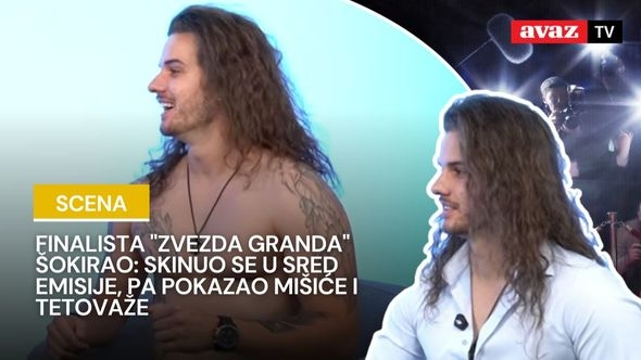 Video / Finalista "Zvezda Granda" šokirao: Skinuo se usred emisije, pa pokazao mišiće i tetovaže