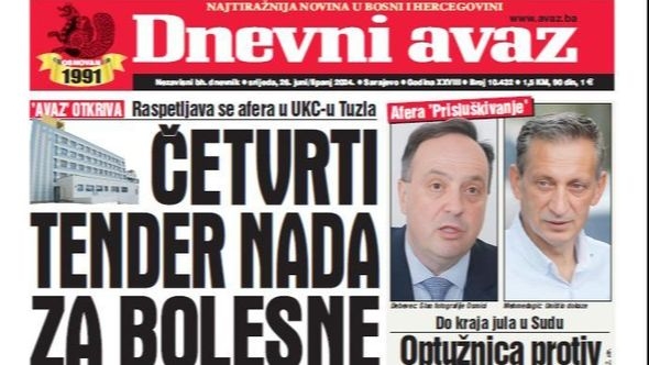 U današnjem "Dnevnom avazu" čitajte: Četvrti tender nada za bolesne