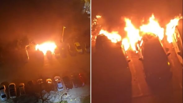 Pogledajte snimak požara u Tuzli: Tri automobila uništena u vatri