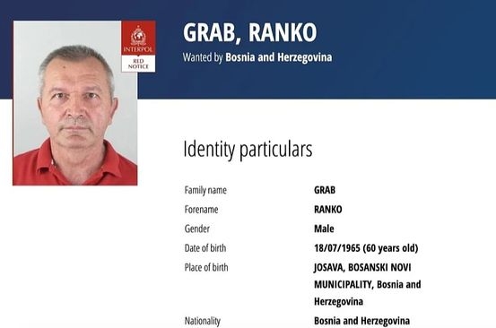 Interpol raspisao potjernicu za Rankom Grabom koji se tereti za zločine na području Bosanskog Novog
