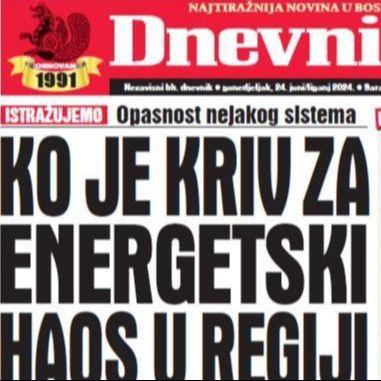 U današnjem "Dnevnom avazu" čitajte: Ko je kriv za energetski haos u regiji